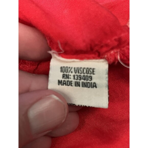 Mimi Shirt Womens Large Red White Tie Dye Cami Tassel Fringe Handkerchief Boho - Picture 9 of 10